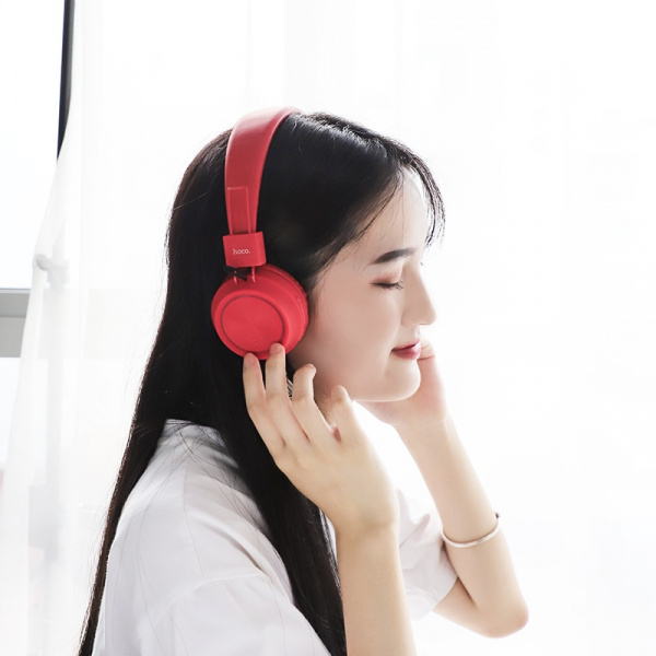 Беспроводные наушники HOCO W25 Promise, Bluetooth, 300 мАч, красный, контроллер с микрофоном
