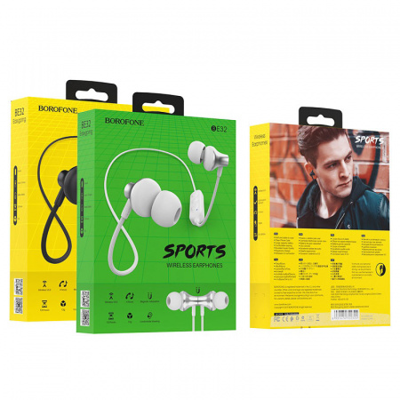 Беспроводные наушники BOROFONE BE32 Easygoing Sports, Bluetooth, 55 мАч, Черный, Hands-free
