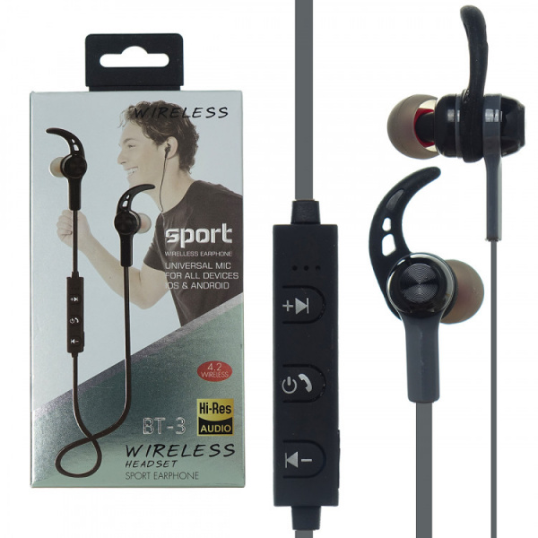 Bluetooth наушники Coman BT-3 Grey